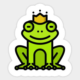 Frog Toad King Crown Lime Green Sticker